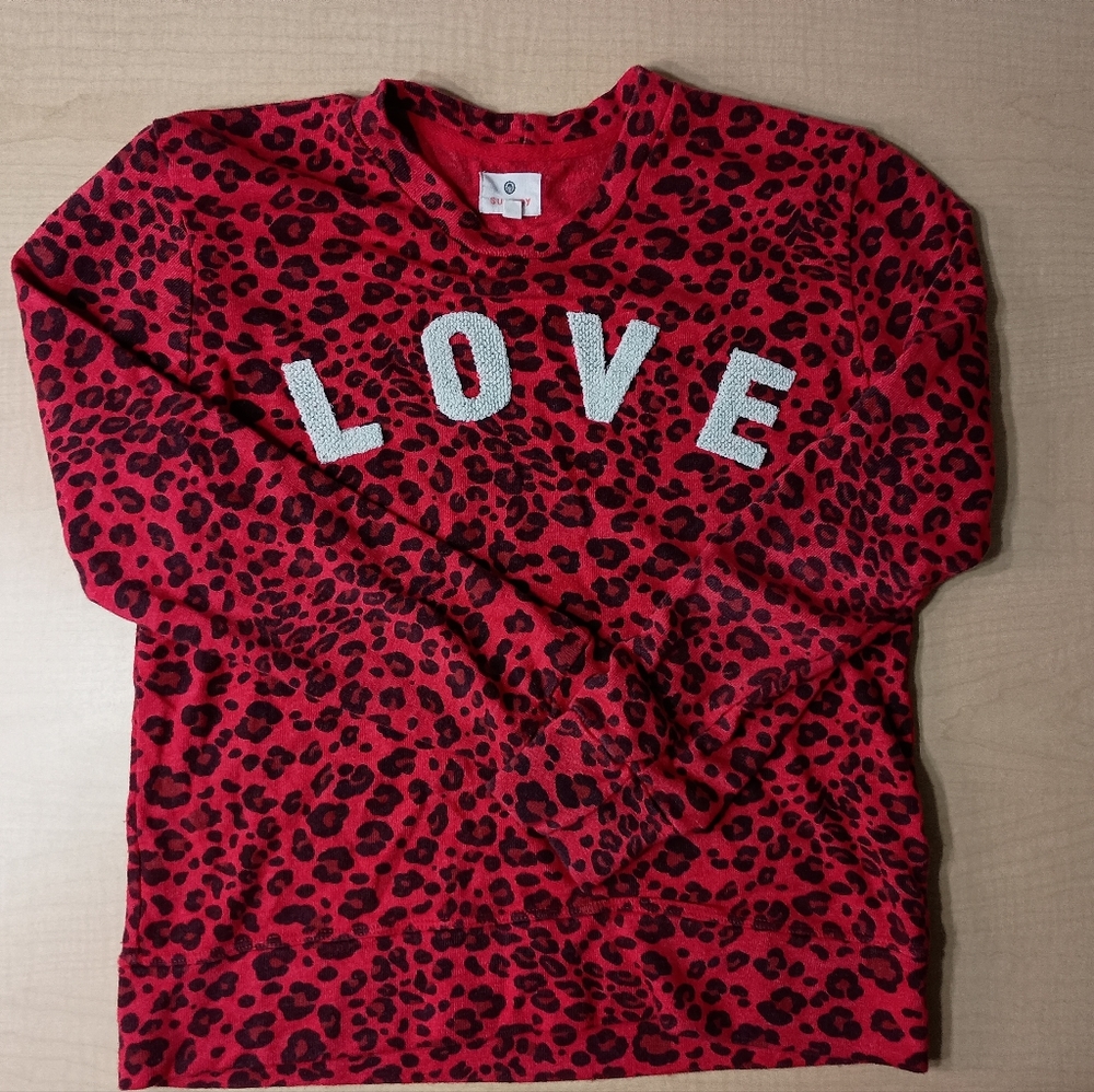 Sundry Love Red Black Leopard Print Sweatshirt Pullover Size 1 Small